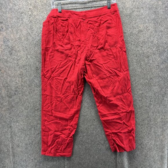 Pendleton Pants Womens 8 Red Linen Blend Cropped Casual Capri Pockets Summer - Picture 2 of 10